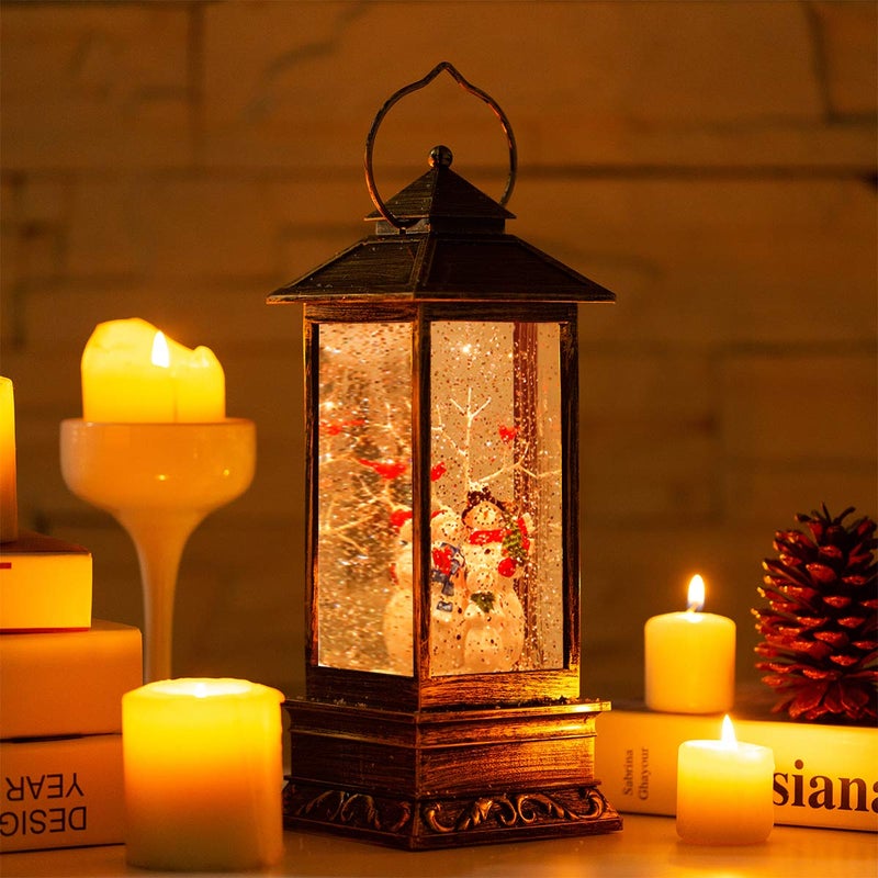 JEDAWN Christmas Snow Globe Lantern Christmas Decorations for Home  Snowman Family Music Water Lantern  USB and Battery Operated Singing Snow Globe Holiday Decorations Gifts for Family  Children or Friends - Image 5